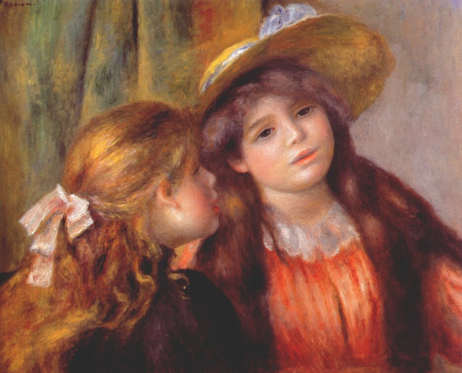 Two girls by Renoir - Pierre-Auguste Renoir painting on canvas